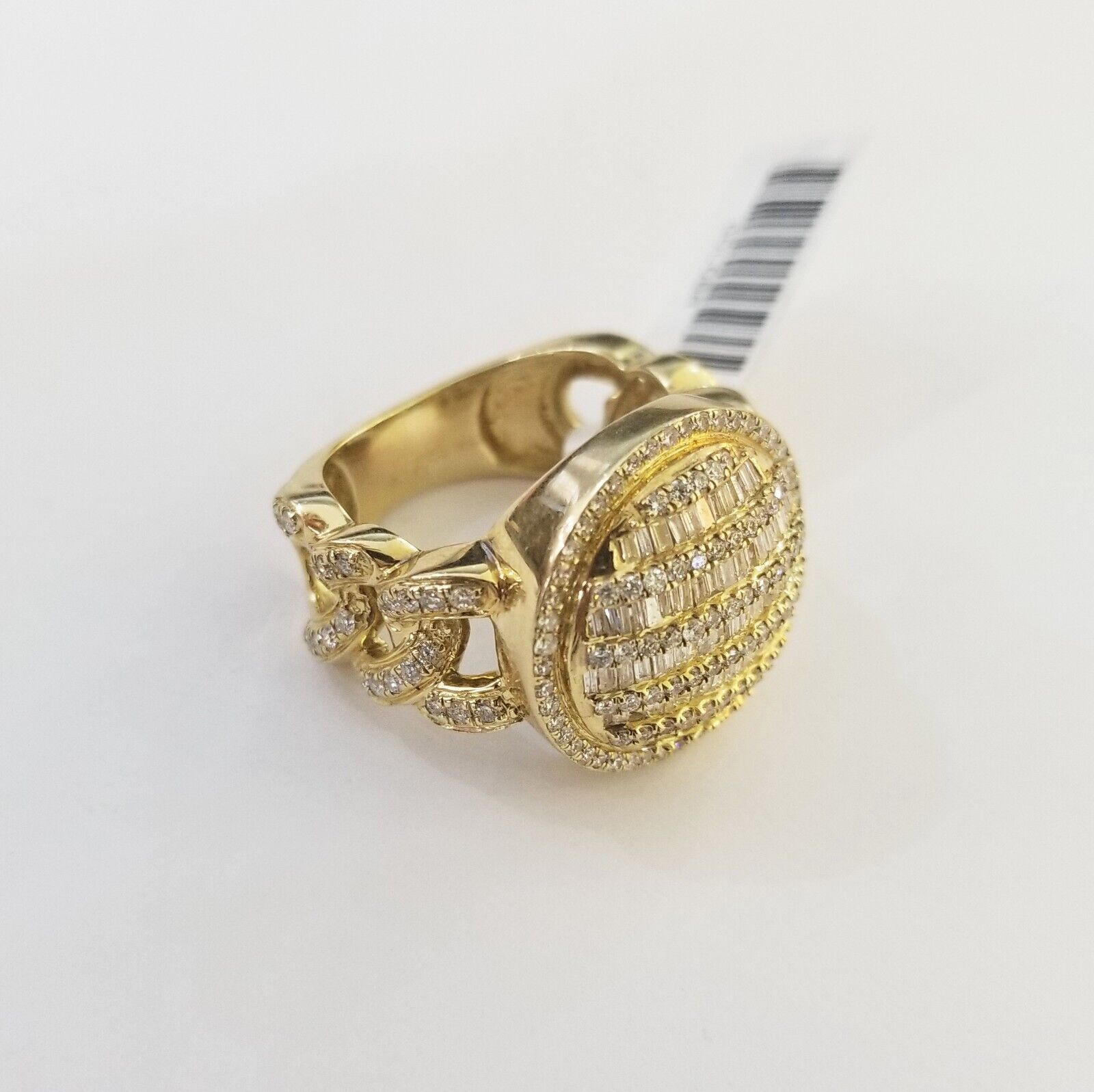 Real 10k Yellow Gold Mens Real Baguette diamond Circular Ring 1.72CT Mens - GoldenlinQ